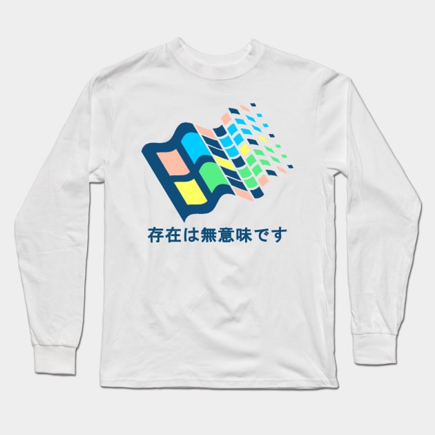 Windows 95 vaporwave aesthetic Vaporware vapor Aesthetics programmer Long Sleeve T-Shirt by MrWatanabe